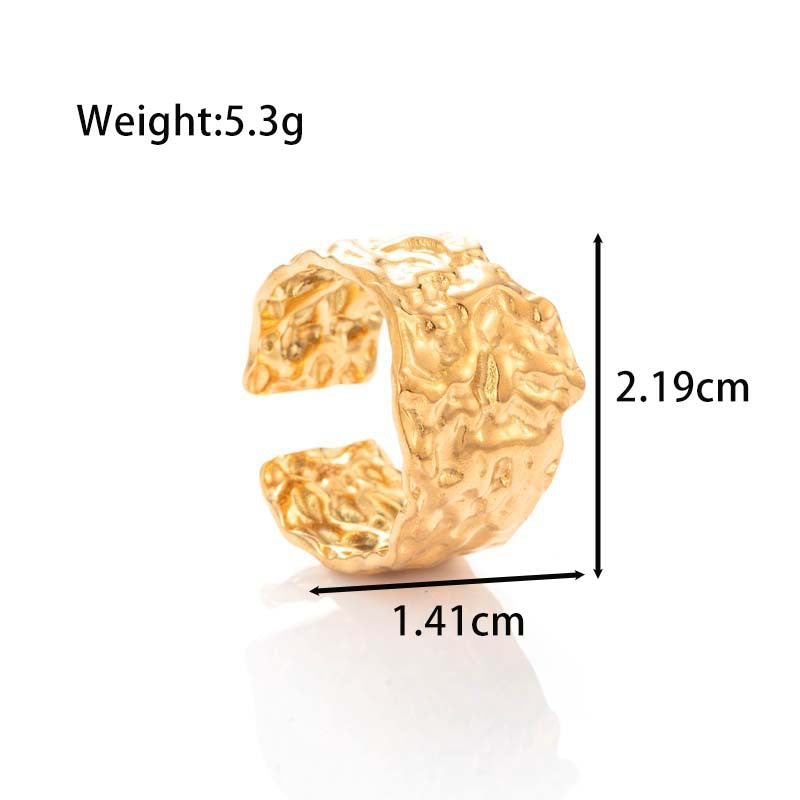 Wholesale Titanium steel wide version metallic irregular pleated opening adjustable bracelet