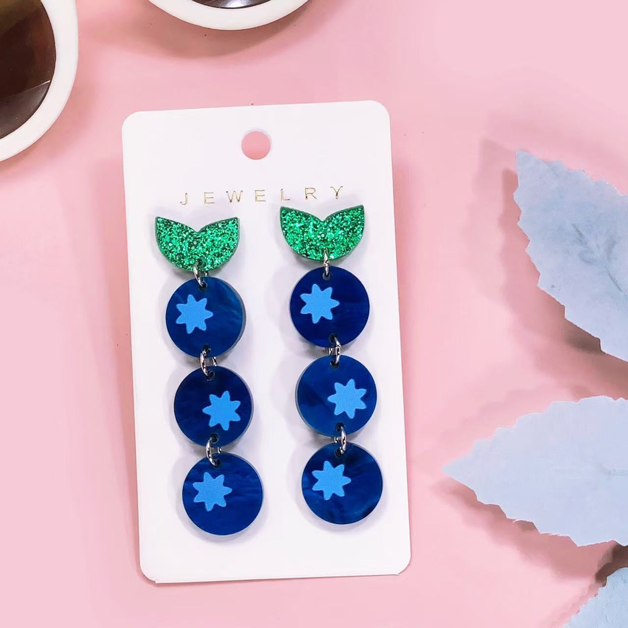 Wholesale cute blueberry fruit earrings