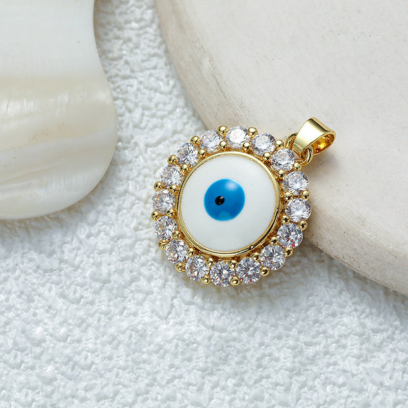 Wholesale Gold Plated Copper Eye Pendant Necklace with Zircon - Trendy Jewelry Accessory for Women