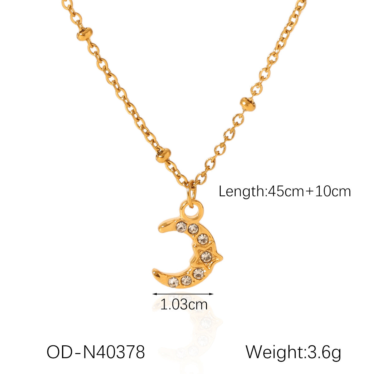 Wholesale Stainless Steel 18K Gold Drops Four-leaf Clover Moon Five-pointed Star Diamond Pendant Necklace