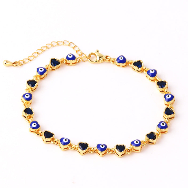 Wholesale Zircon Heart Devil Eyes Adjustable Bracelet Zircon Bracelets ACC-BT-Ruib001