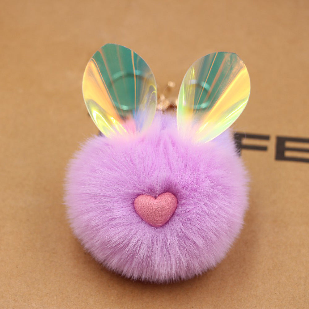 Wholesale Cute Color Changing Ears Rabbit Fur Ball Keychains ACC-KC-Zuge010