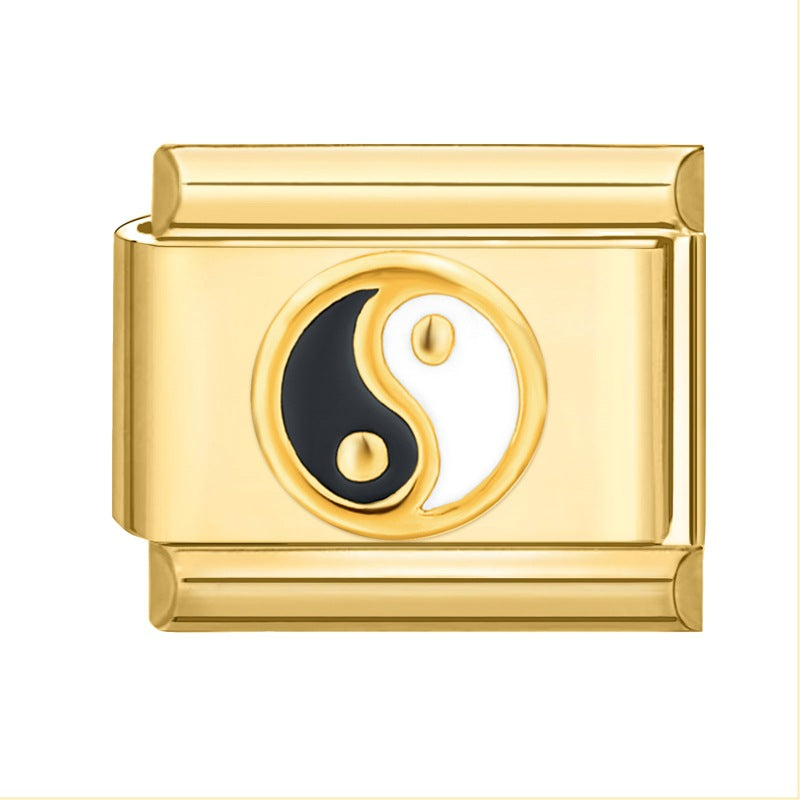 Wholesale Italian Charm Bracelet 9mm DIY Splicing Removable Stainless Steel Gold Bottom Retro Composable Bracelet