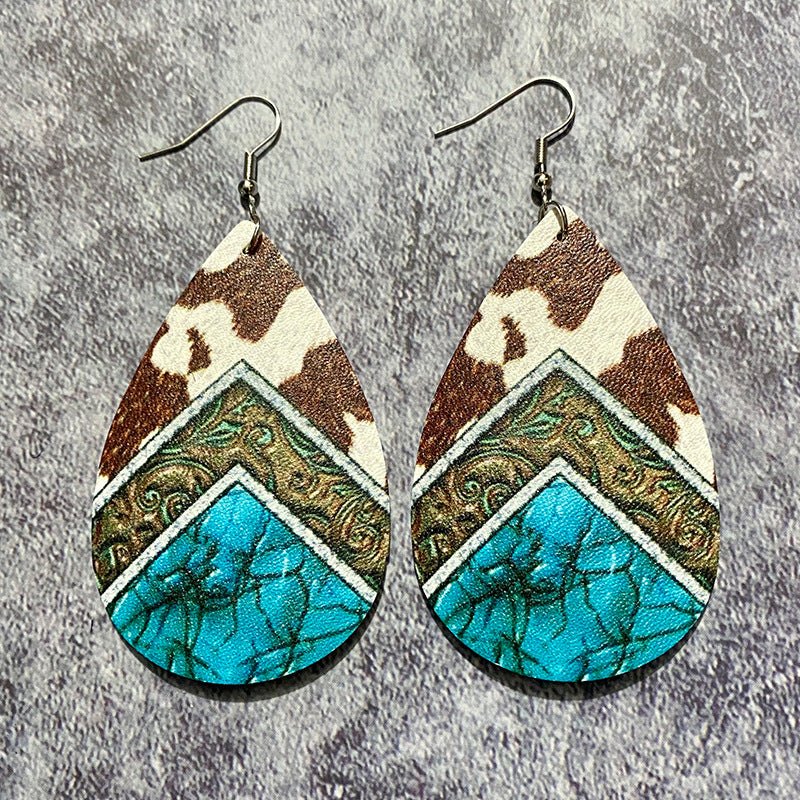 Wholesale  Western Retro Leather Earrings Bohemian Style Earrings