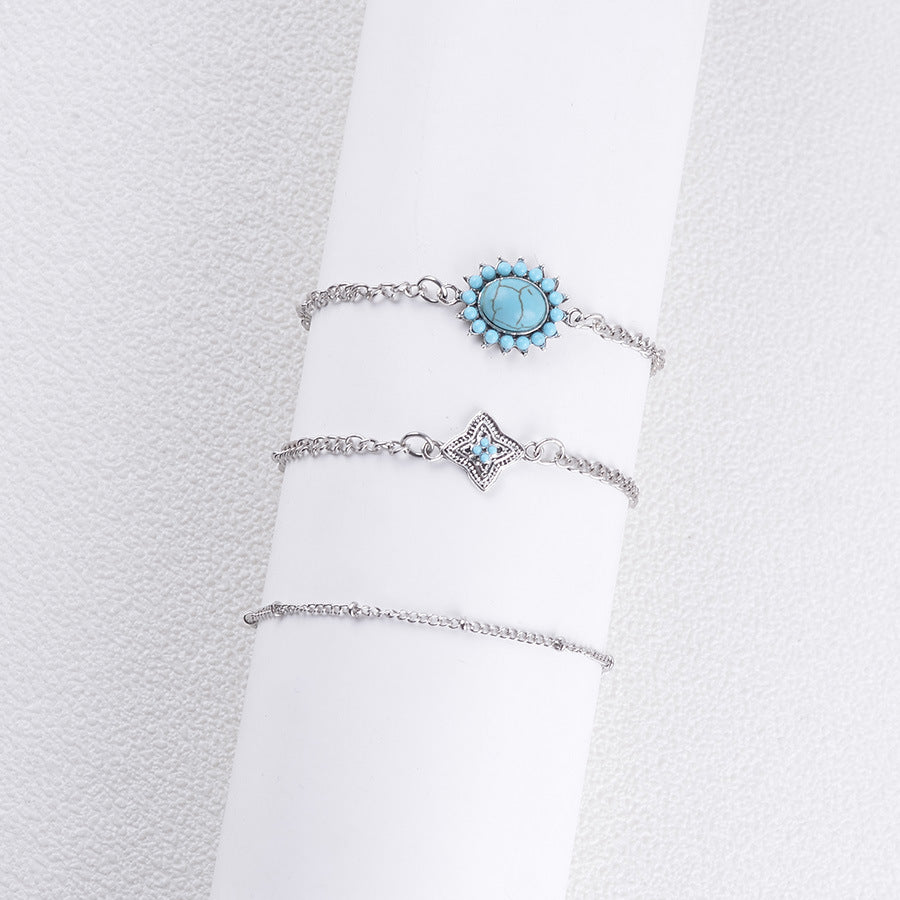 Wholesale Retro Bohemian Imitation Turquoise Bracelet,  Everyday Wear Fashion Accessory