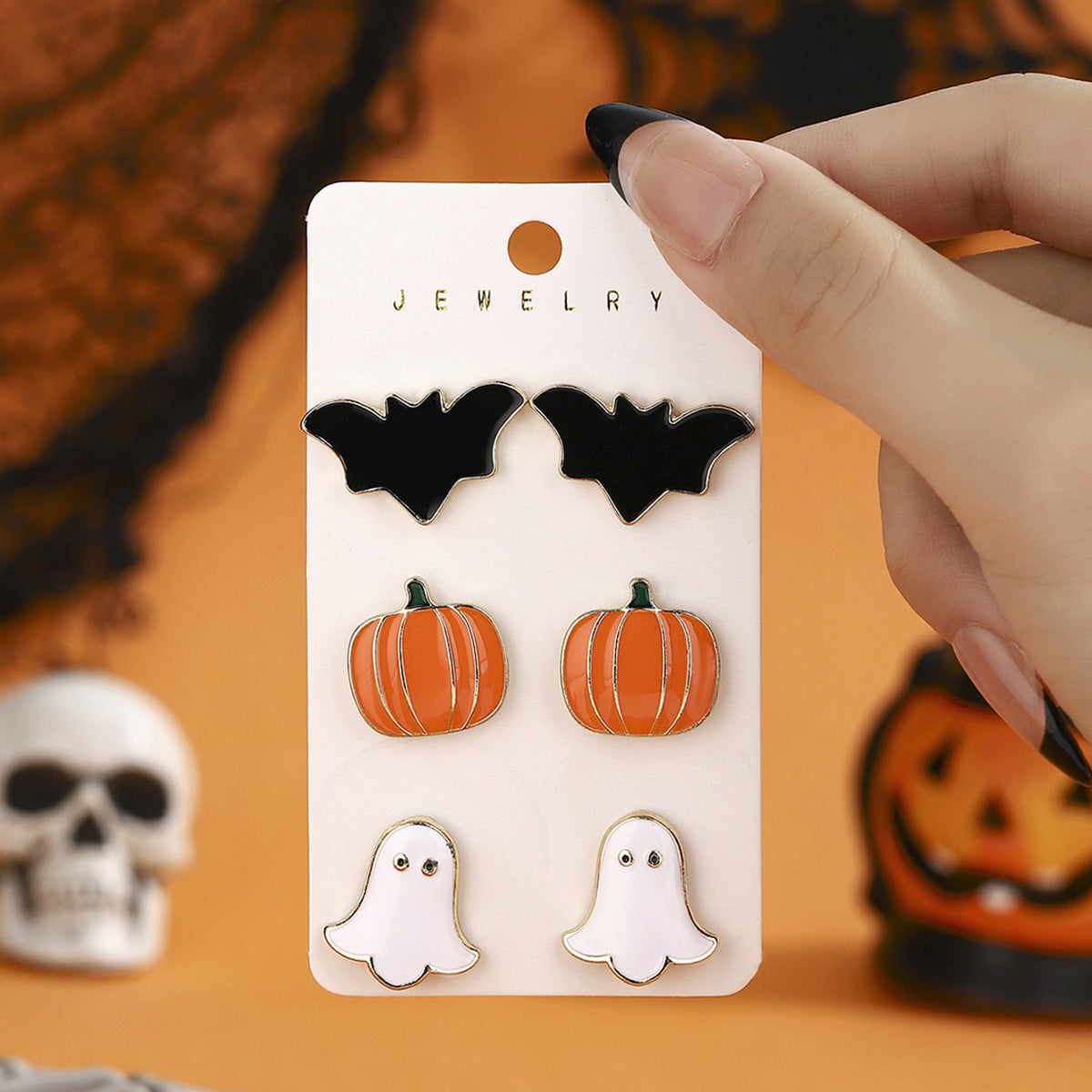 Wholesale  Earring Set Cartoon Pumpkin Ghost Design Zinc Alloy Jewelry Accessory for Party Gift
