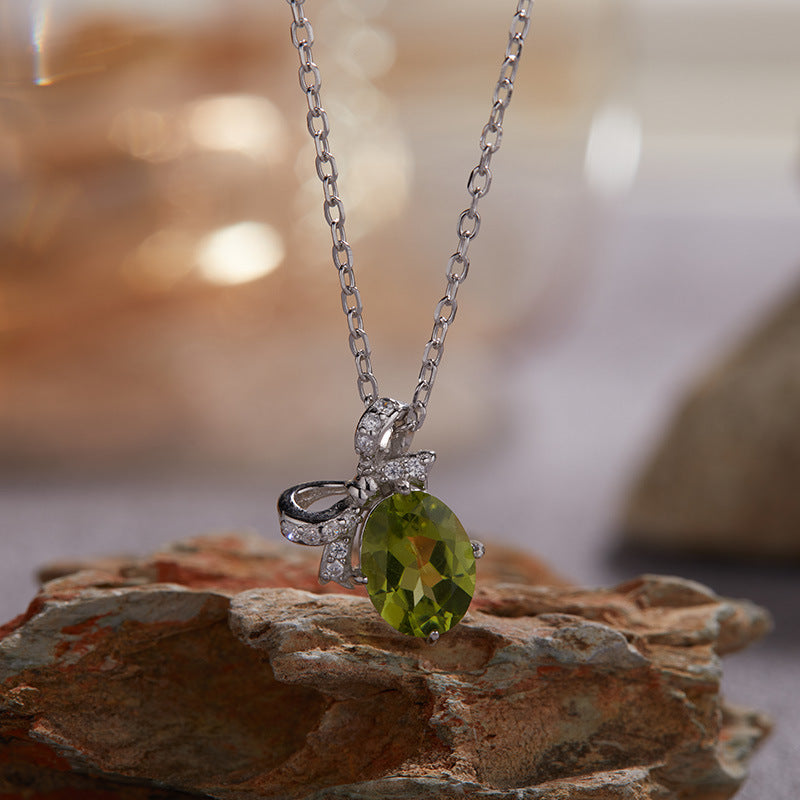 Wholesale light luxury bow S925 sterling silver plated 18K necklace