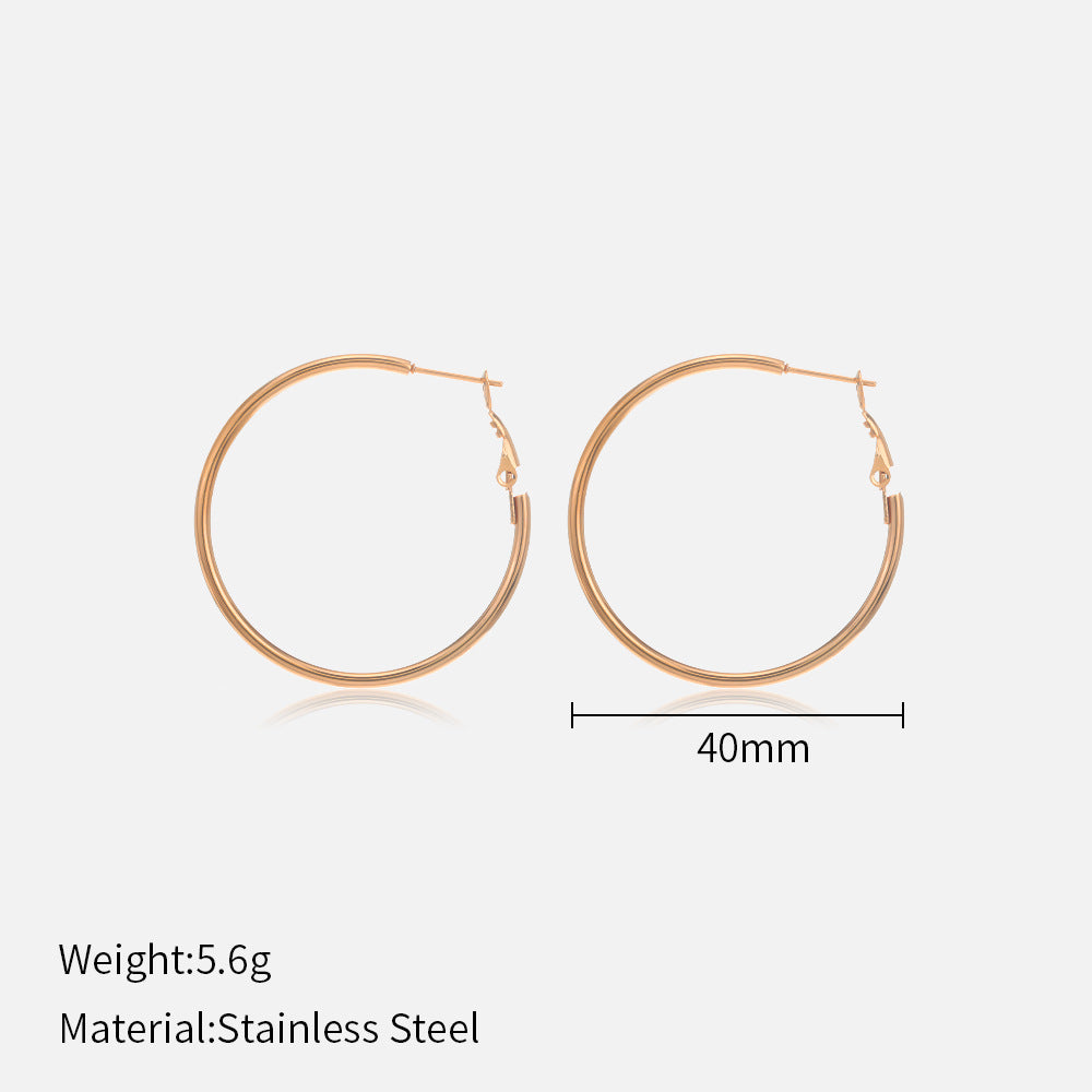 Wholesale  Popular 30/40/50/60mm Stainless Steel Round Earrings