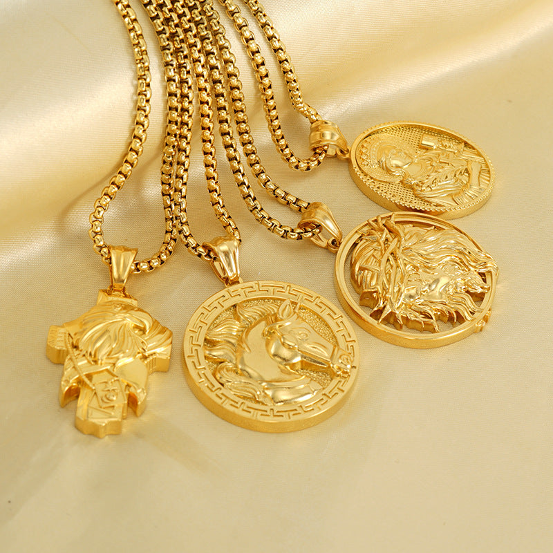 Wholesale Vintage Stainless Steel Necklace Cross Pendant ACC-NE-Zhongy006