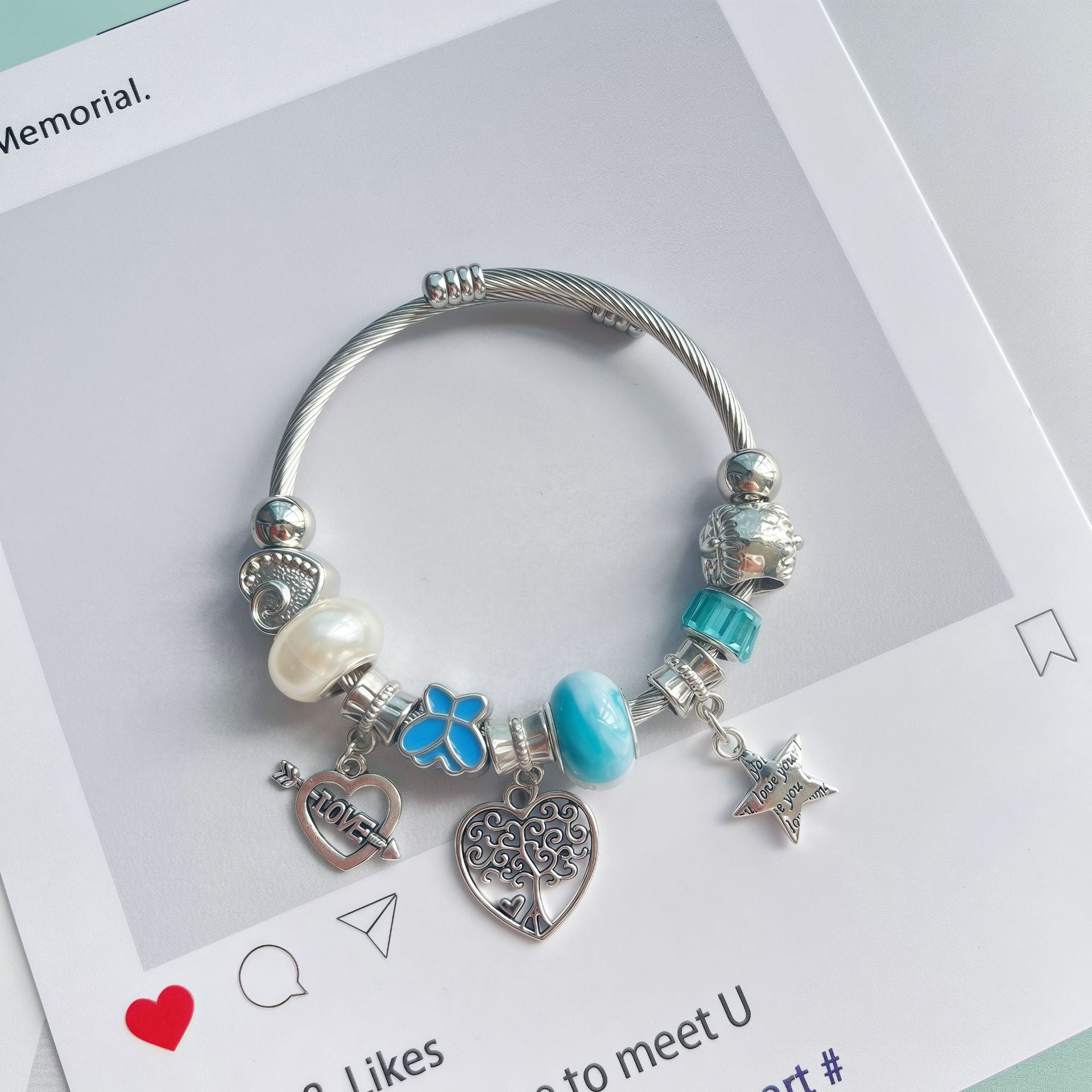 Wholesale DIY Beaded  Multi-Element Titanium Steel Bracelet