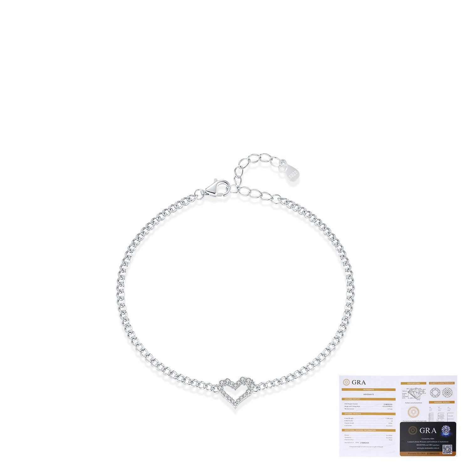 Wholesale Diamond s925 Sterling Silver  Light Luxury Diamond Irregular Love Bracelet