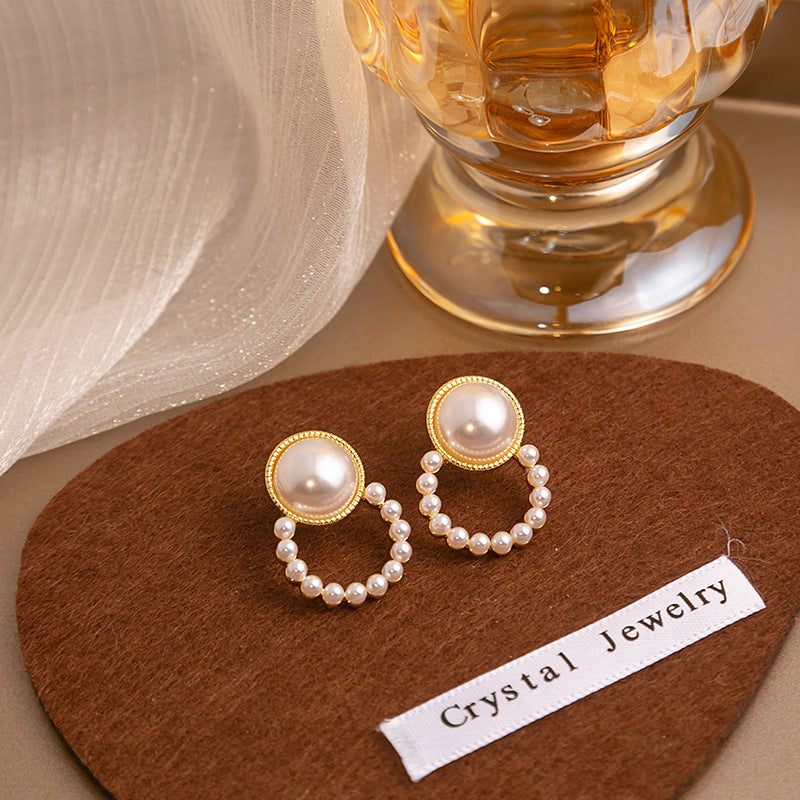 Wholesale pearl light luxury elegant silver needle steel needle alloy earrings ACC-ES-MDD007