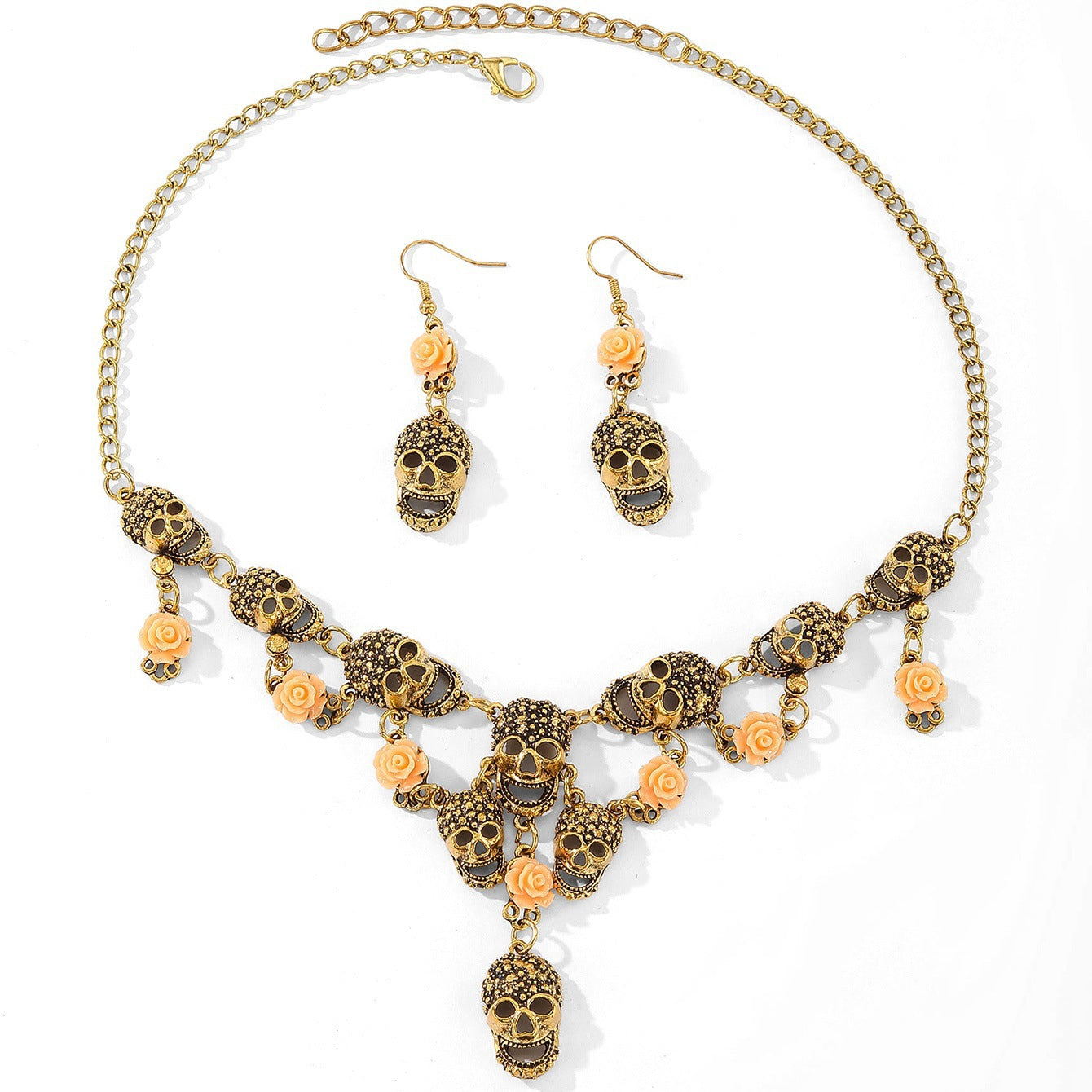 Wholesale  Skull Punk Retro Jewelry Set Necklace Earrings Fashion Accessory Gift