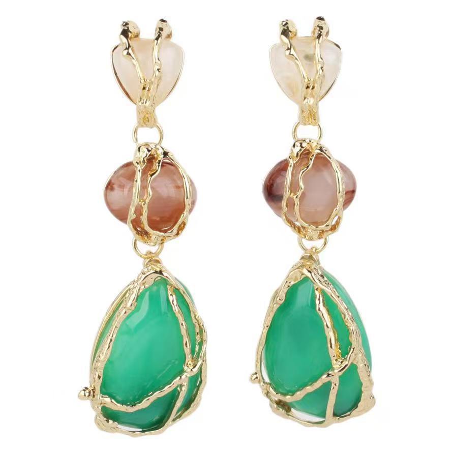 Wholesale  Acrylic Pendant Earrings Long Geometric Spliced Resin Earrings