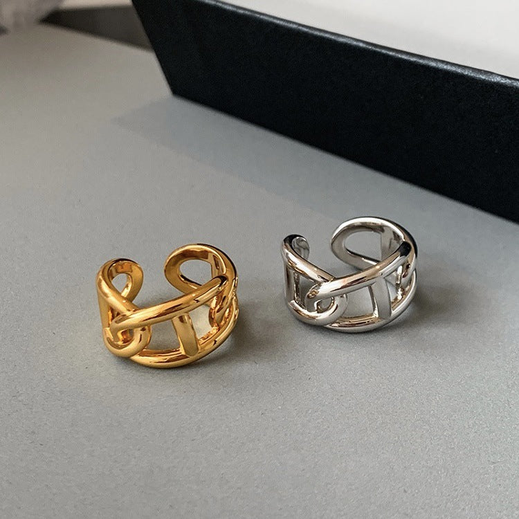 Wholesale Copper Plated 18K Gold Exaggerated Polished Geometric Open Rings ACC-RS-Miye001