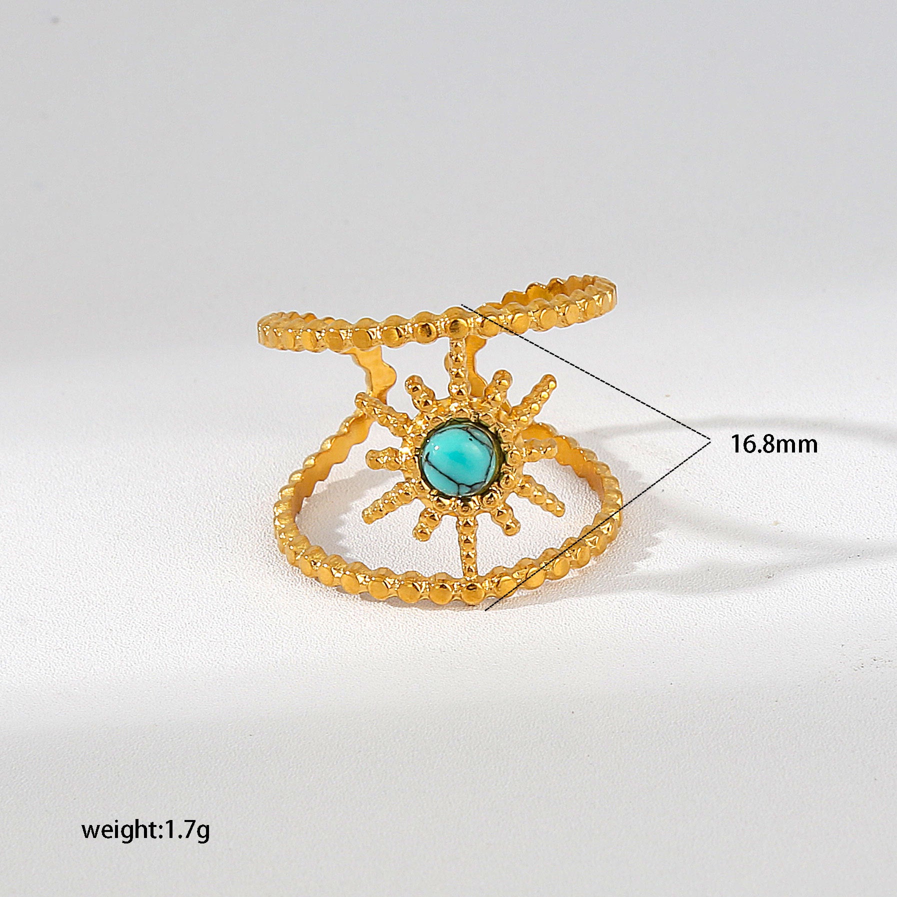 Wholesale Turquoise Star Moon Open Ring Stainless Steel Women S Chic Fashion Accessory