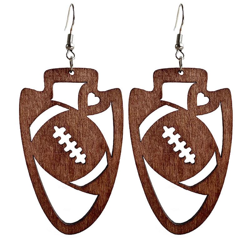 Wholesale 3pcs Wooden Rugby Earrings