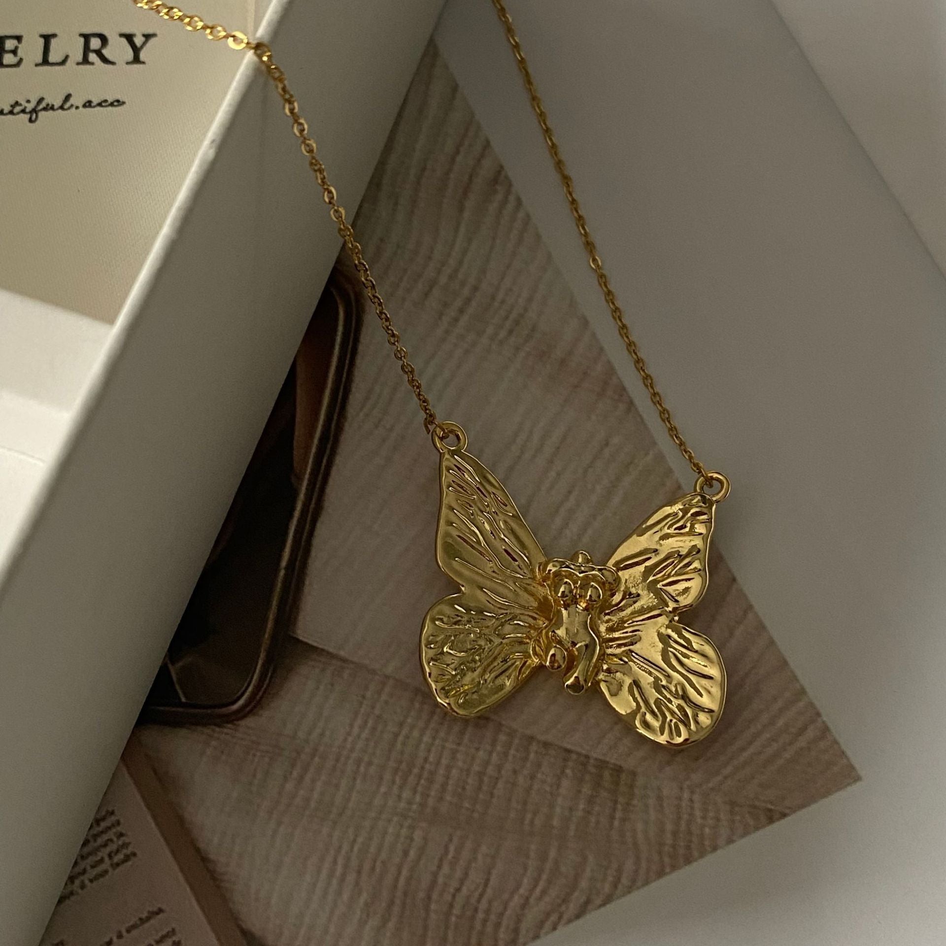 Wholesale Titanium Steel Chain Beauty Butterfly Necklace