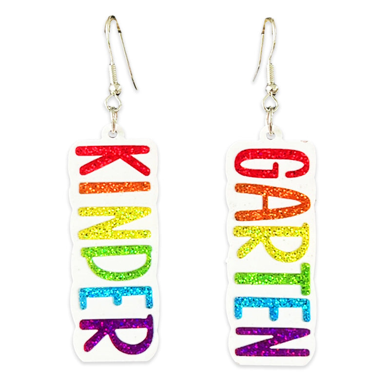 Wholesale Shiny colored earrings with words