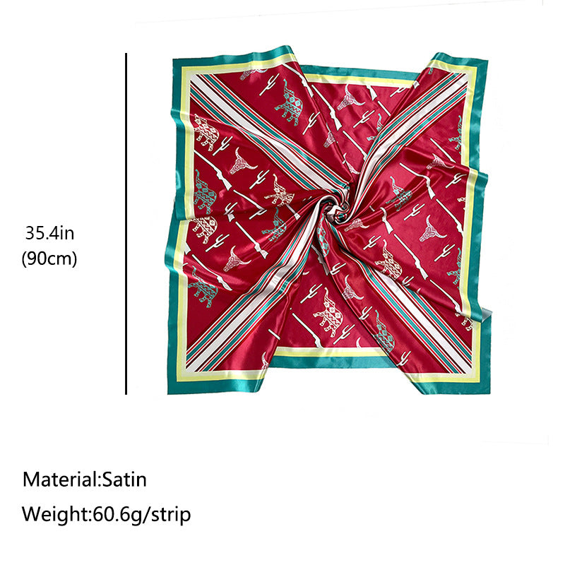 Wholesale printing cow head elephant cactus large square scarf