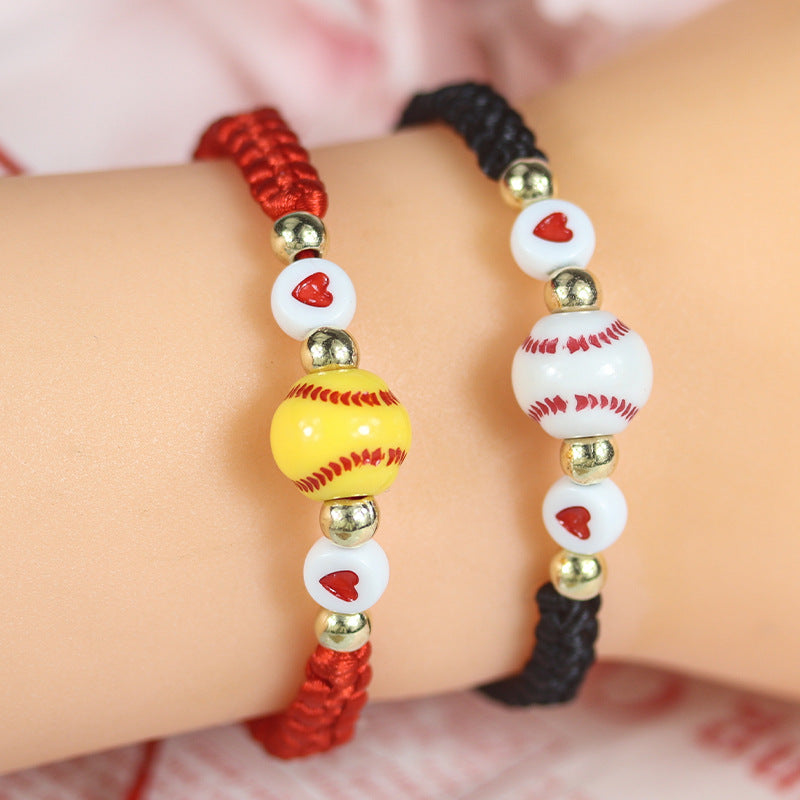 Wholesale Braided rope basketball heart bracelet