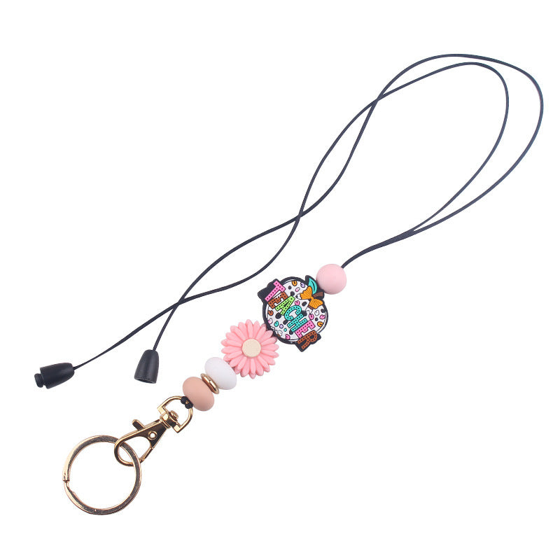 Wholesale Cartoon Teacher's Day Apple Silicone Accessories Pendant Creative DIY Four-Piece Combination Wrist Keychain