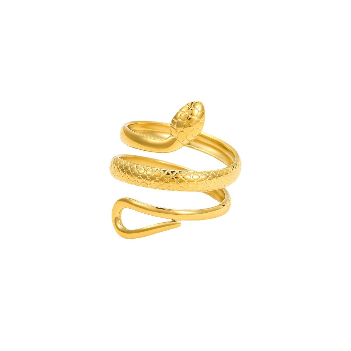 Wholesale  Stainless Steel Golden Snake-Shaped Plating 18K Ring