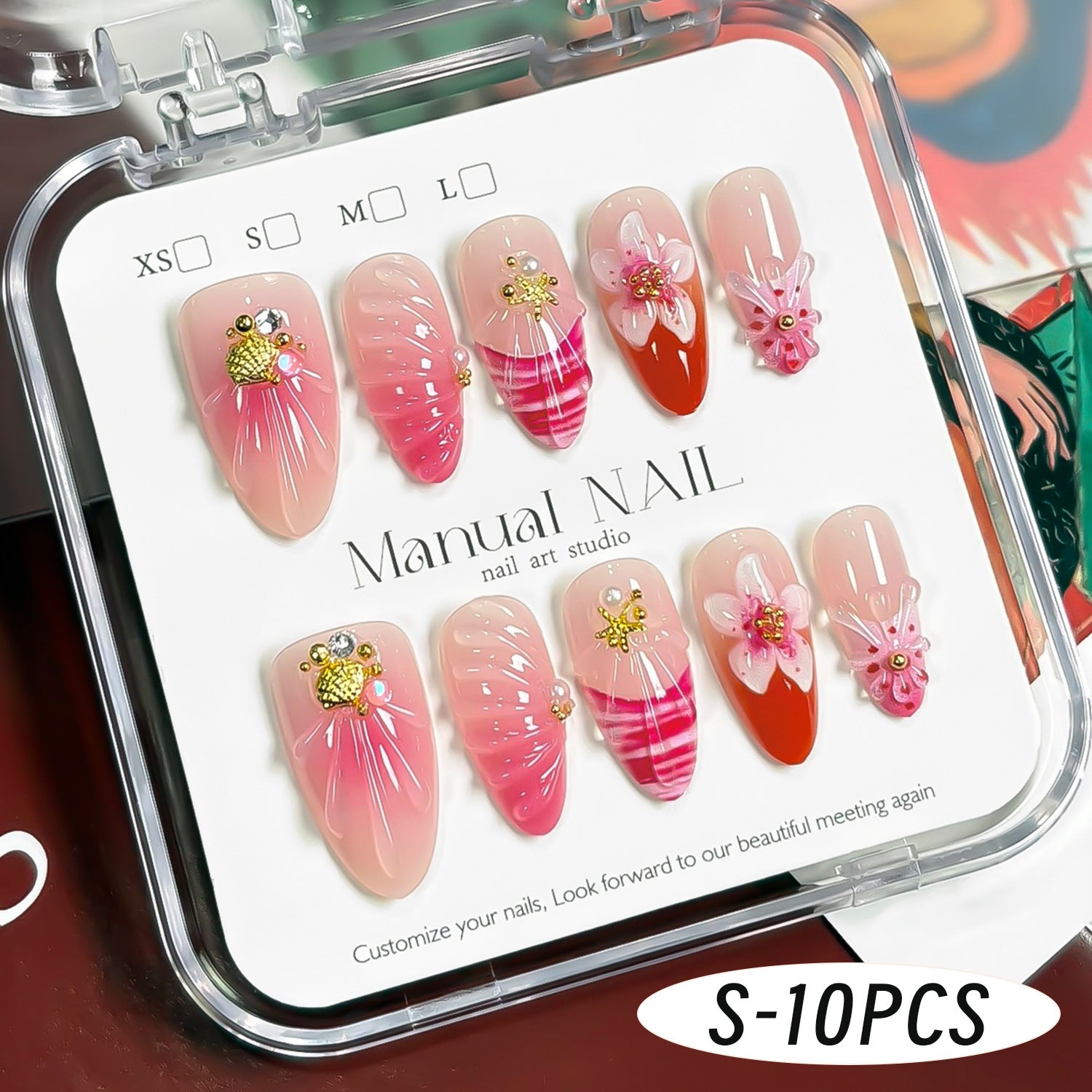 Wholesale 3D Cherry Blossom Almond Press On Nails 30Pcs Light Pink False Nails With Jelly Glue File Fashion Accessory For Gift Boutique Resale
