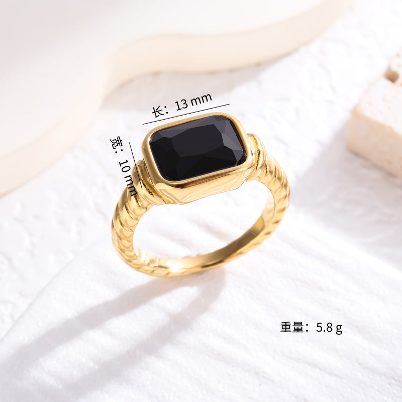 Wholesale Zircon Ring 18K Gold Plated Stainless Steel Ring ACC-RS-LR003