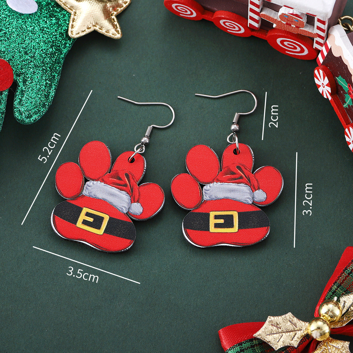 Wholesale Christmas Winter Snowflake Gloves Dog Paws Wood Double-Sided Ear Ornaments ACC-ES-ChuLian073