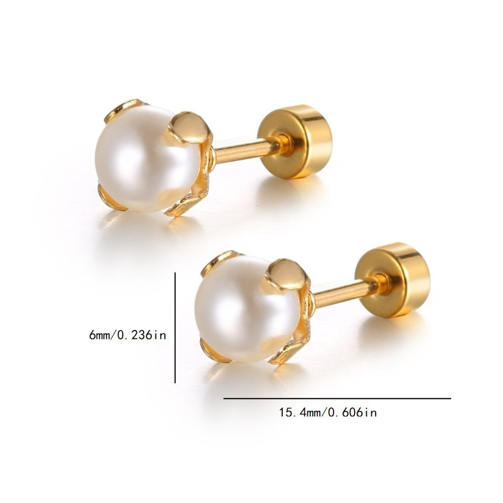 Wholesale Titanium Steel Mini Pearl Earrings ACC-ES-Yixin013