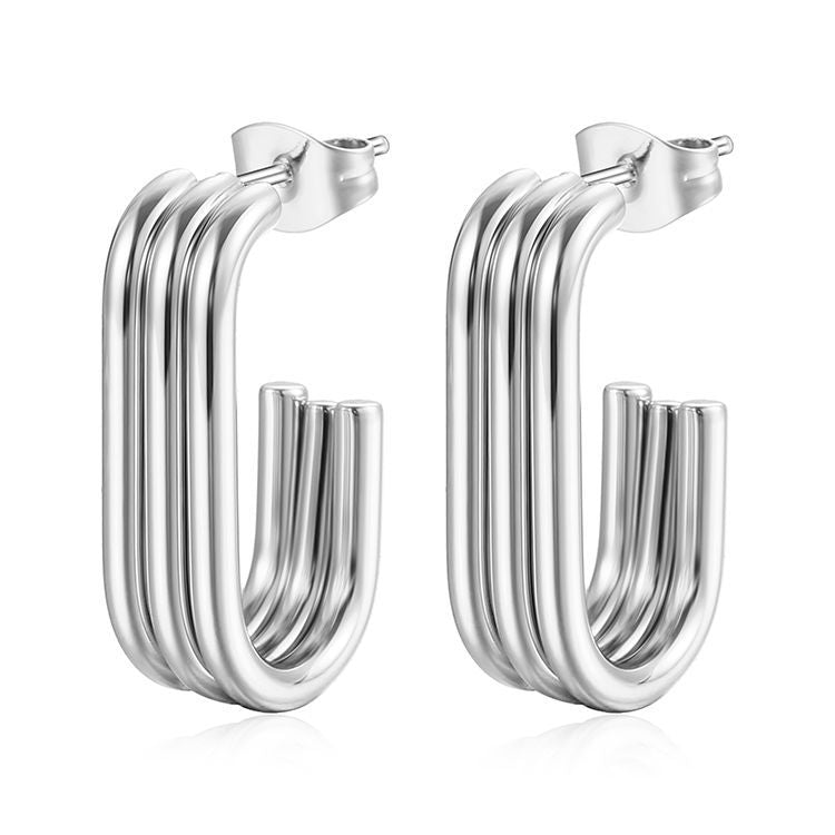 Wholesale Oval Multi-layer 18K Stainless Steel Earrings ACC-ES-MuShan037