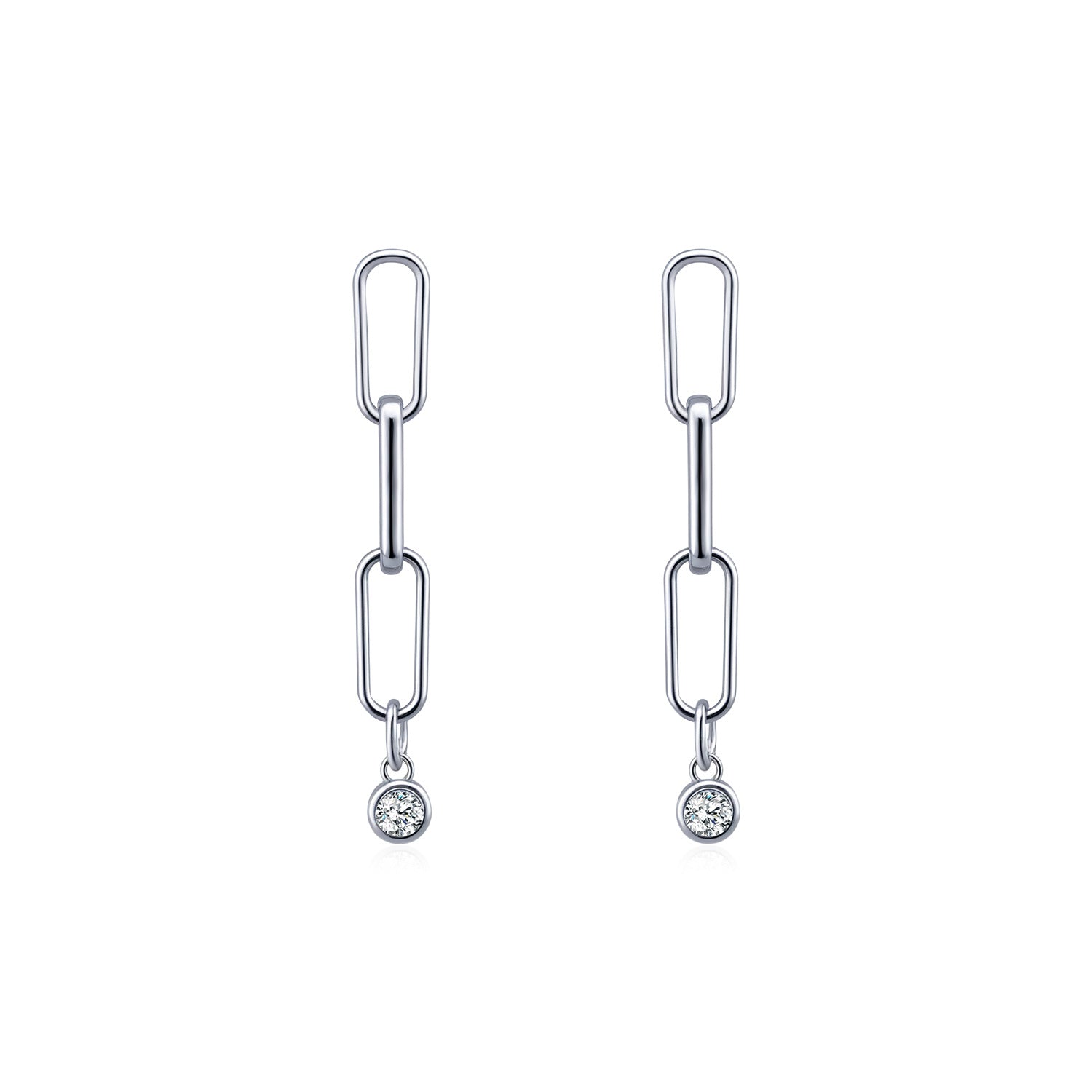 Wholesale D Color Mosan Diamond Long Chain  Shiny Single Diamond Earrings