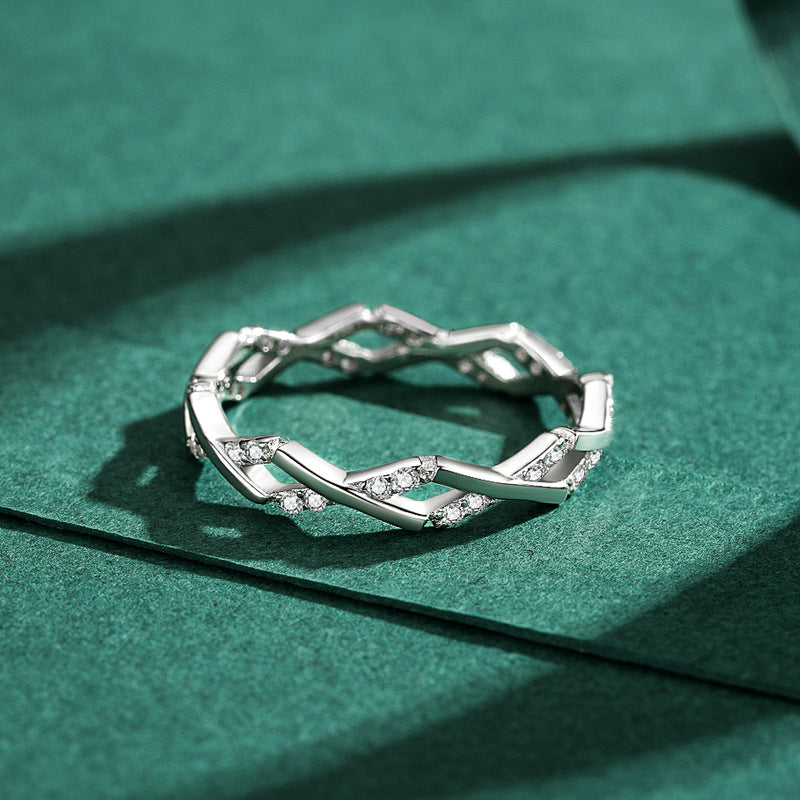 Wholesale s925 Sterling Silver Ring Simple Micro-inlaid Geometric  Finger Ring