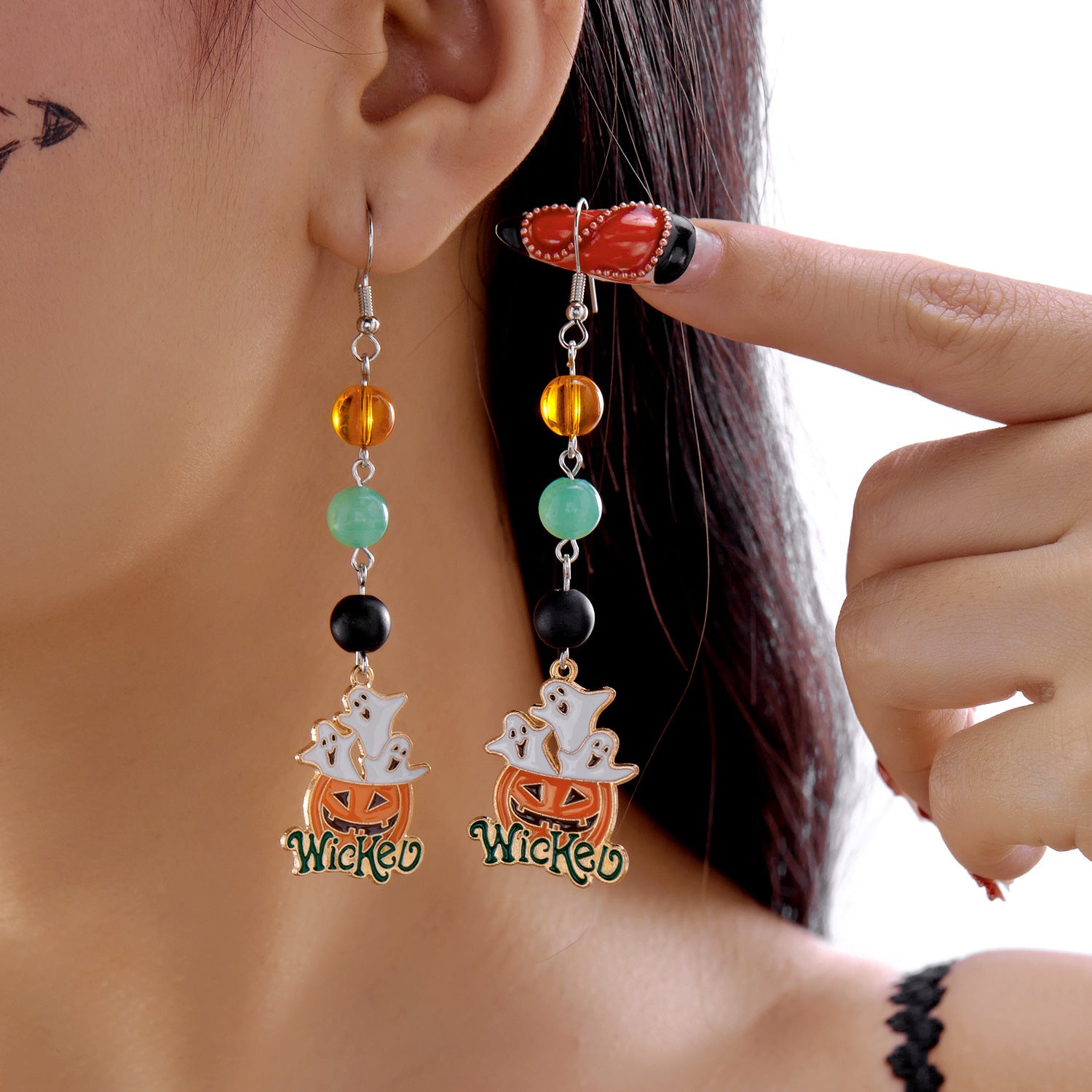 Wholesale Halloween Ghost Face Pumpkin Candy Pendant Earrings