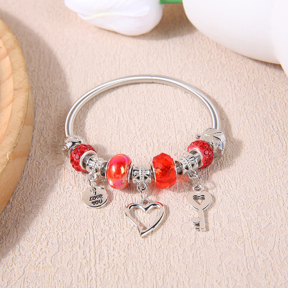 Wholesale Stainless steel heart-shaped pendant bracelet