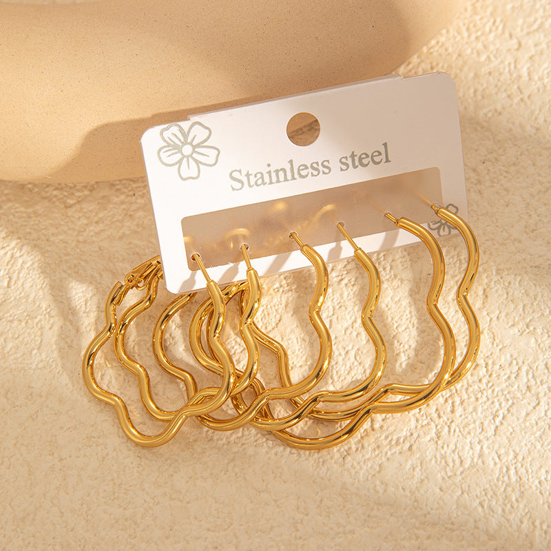 Wholesale Light Luxury Star Hoop Earrings for Women - Titanium Steel Electroplated,  Boutique Resale
