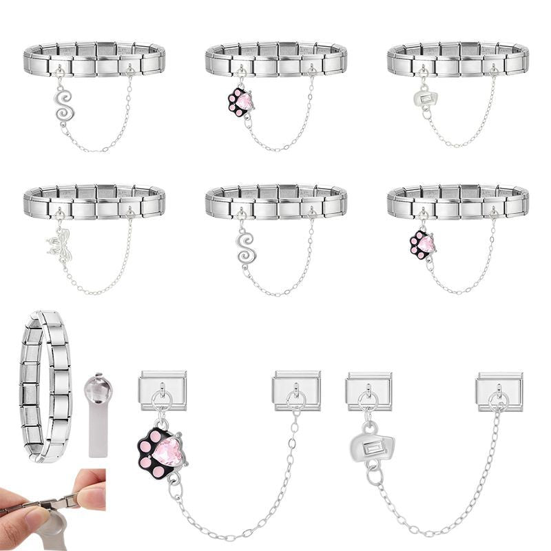 Wholesale  Italian Charm Bracelet 9mm DIY Splicing Light Luxury Double Pendant Stainless Steel Composable Bracelet