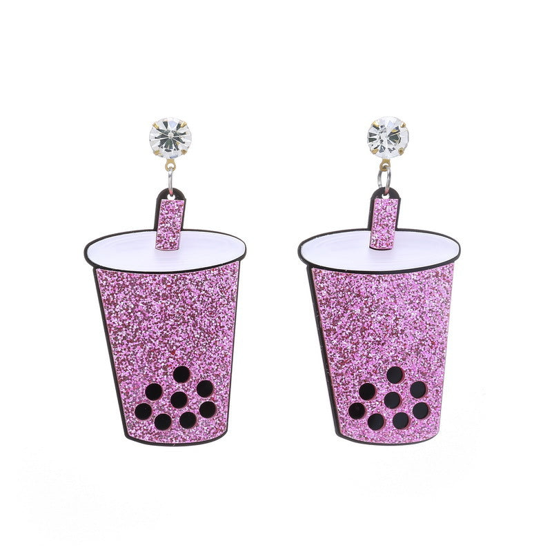 Wholesale Y2K Acrylic Pizza Ice Cream Cake Milk Tea Fried Egg Donut Peanut Butter Sushi Cookie Earrings