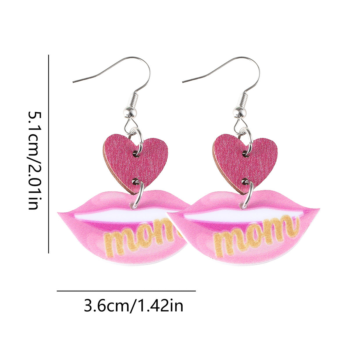 Wholesale  Mother's Day Lips Love Pendant Earrings