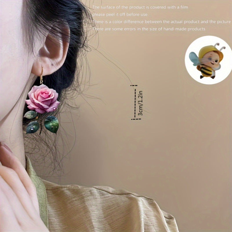 Wholesale acrylic rose women's earrings