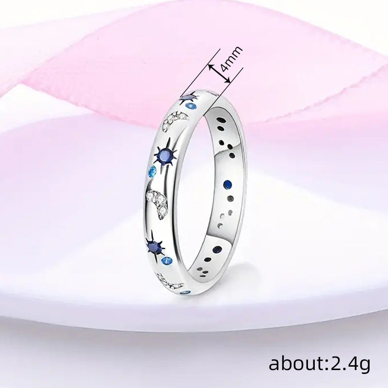 Wholesale Zircon Inlaid Star and Moon Ring