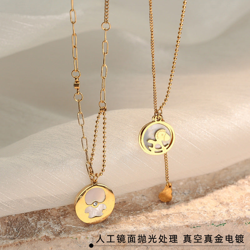 Wholesale Stainless steel white shell pendant sweater chain