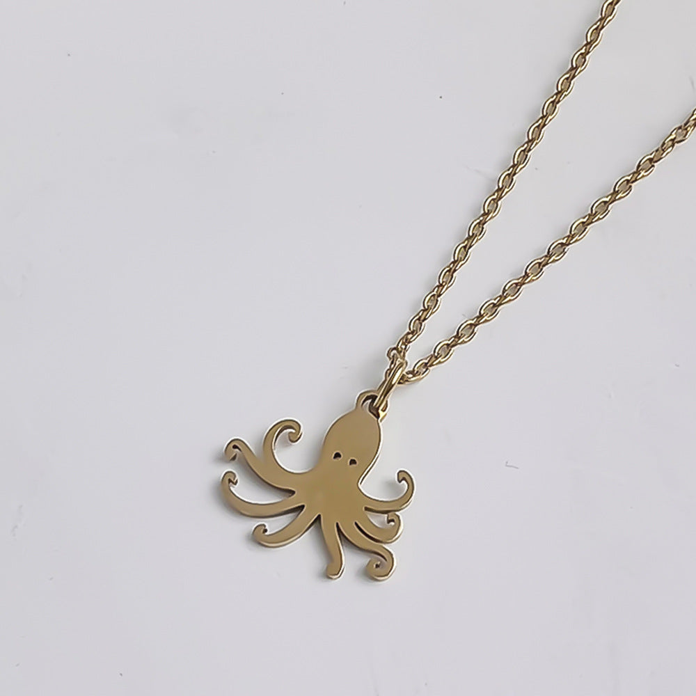 Wholesale Stainless Steel Ocean Series 18K Gold Fishtail Dolphin Pendant Necklaces ACC-NE-Youbi007