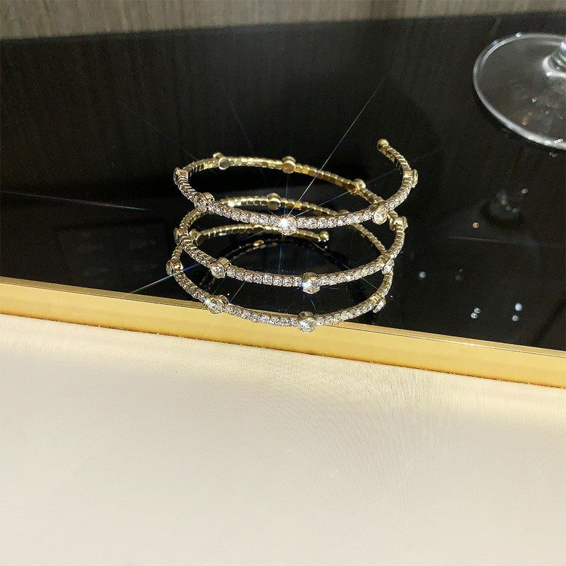 Wholesale Alloy Electroplated Bracelet with Multiple Rows of Ring Opening Rhinestones Layered Bracelet Set ACC-BT-Miaosi002