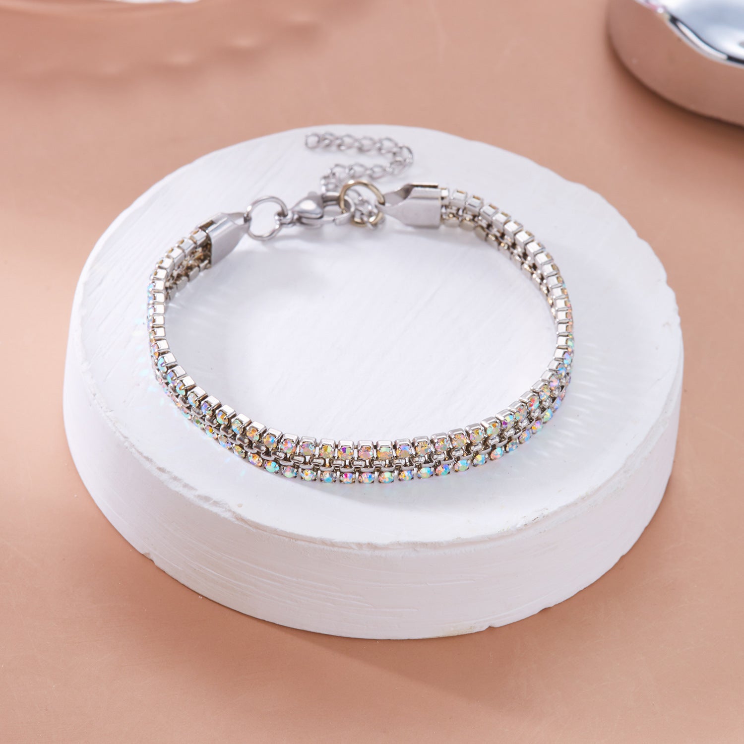 Wholesale Stainless Steel Diamond Bracelet Color Zircon Rhinestone Claw Chain