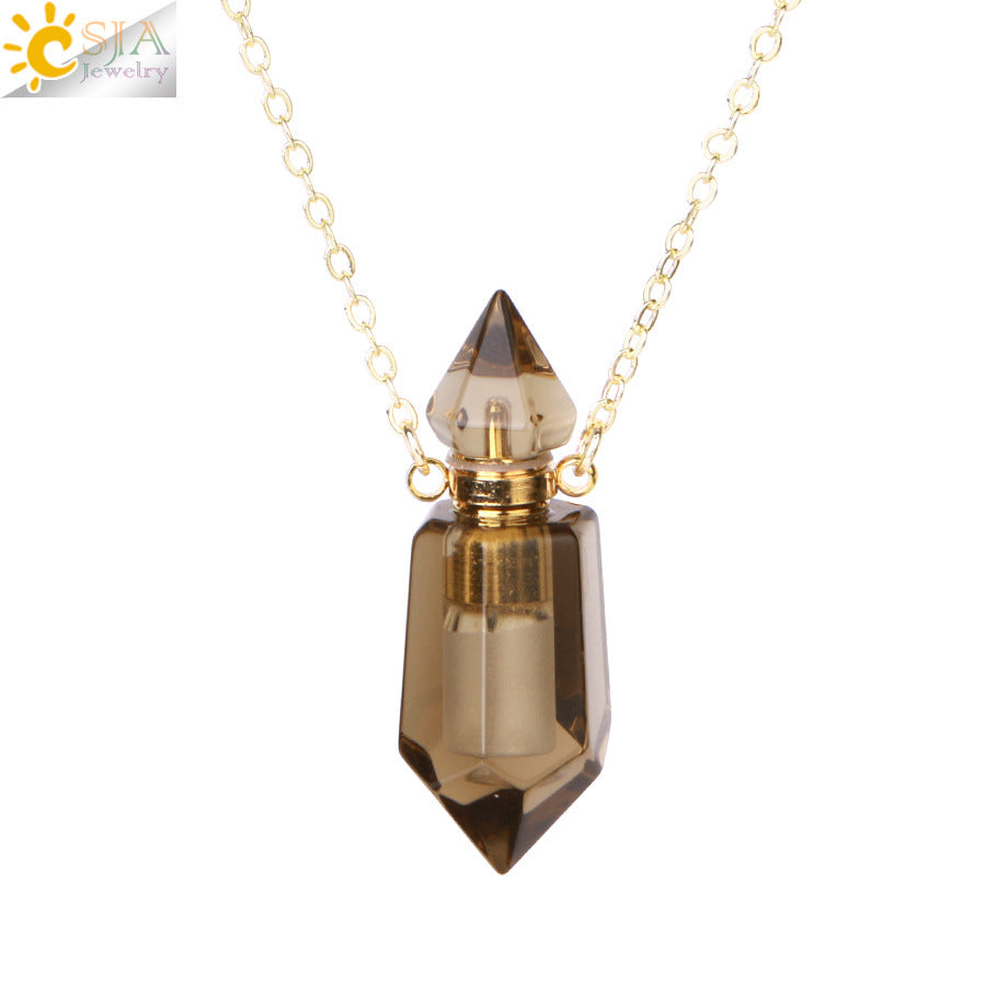 Wholesale Natural Stone Crystal Perfume Bottle Necklace ACC-NE-HuaiShe001