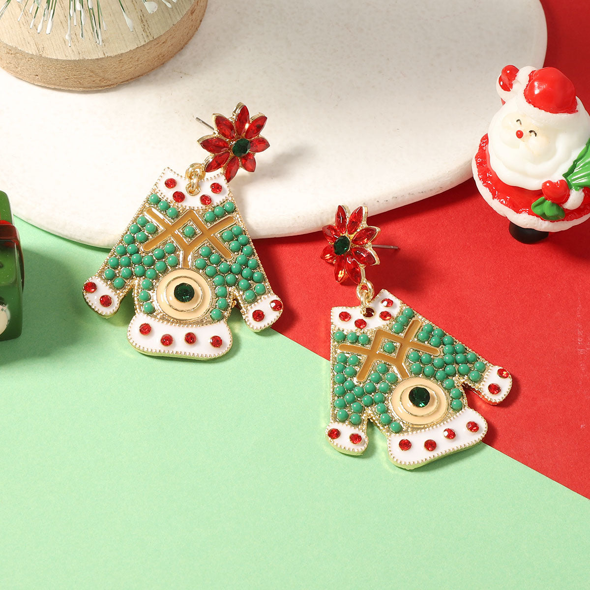 Wholesale Christmas alloy inlaid zircon earrings