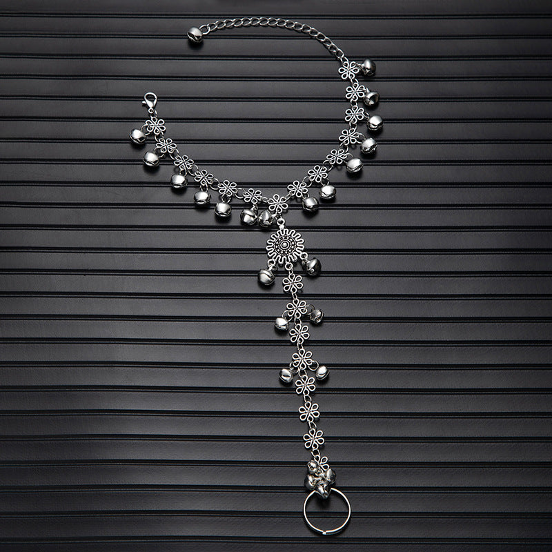 Wholesale Silver Tone Zi Xia Fairy Bell Bracelet Ring Set Classical Dance Ancient Style Chic Jewelry Accessory Gift