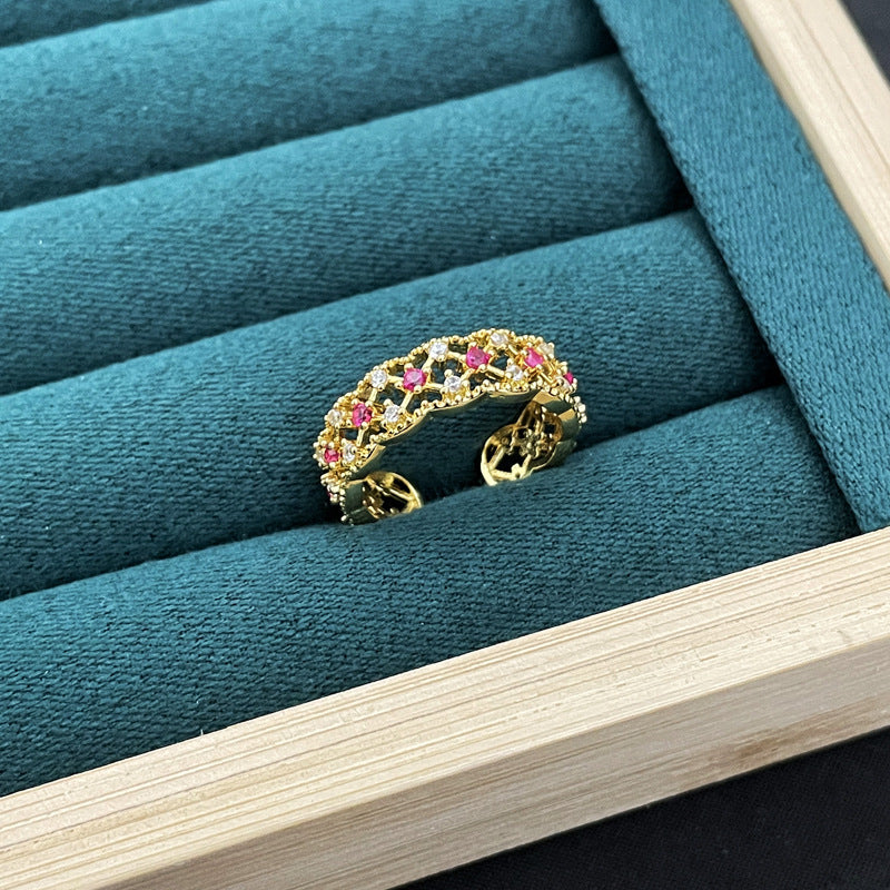 Wholesale Light Luxury Enamel Dropping Glaze Butterfly Flower Ring